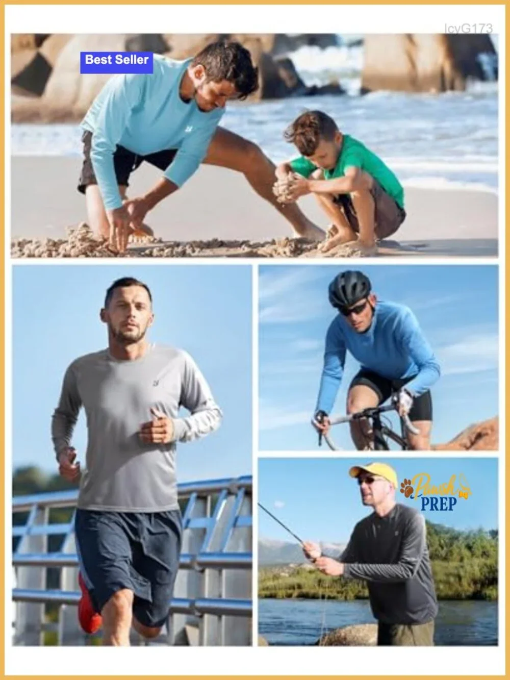 Men's UPF 50+ Sun Protection Long Sleeve Rash Guard Shirt